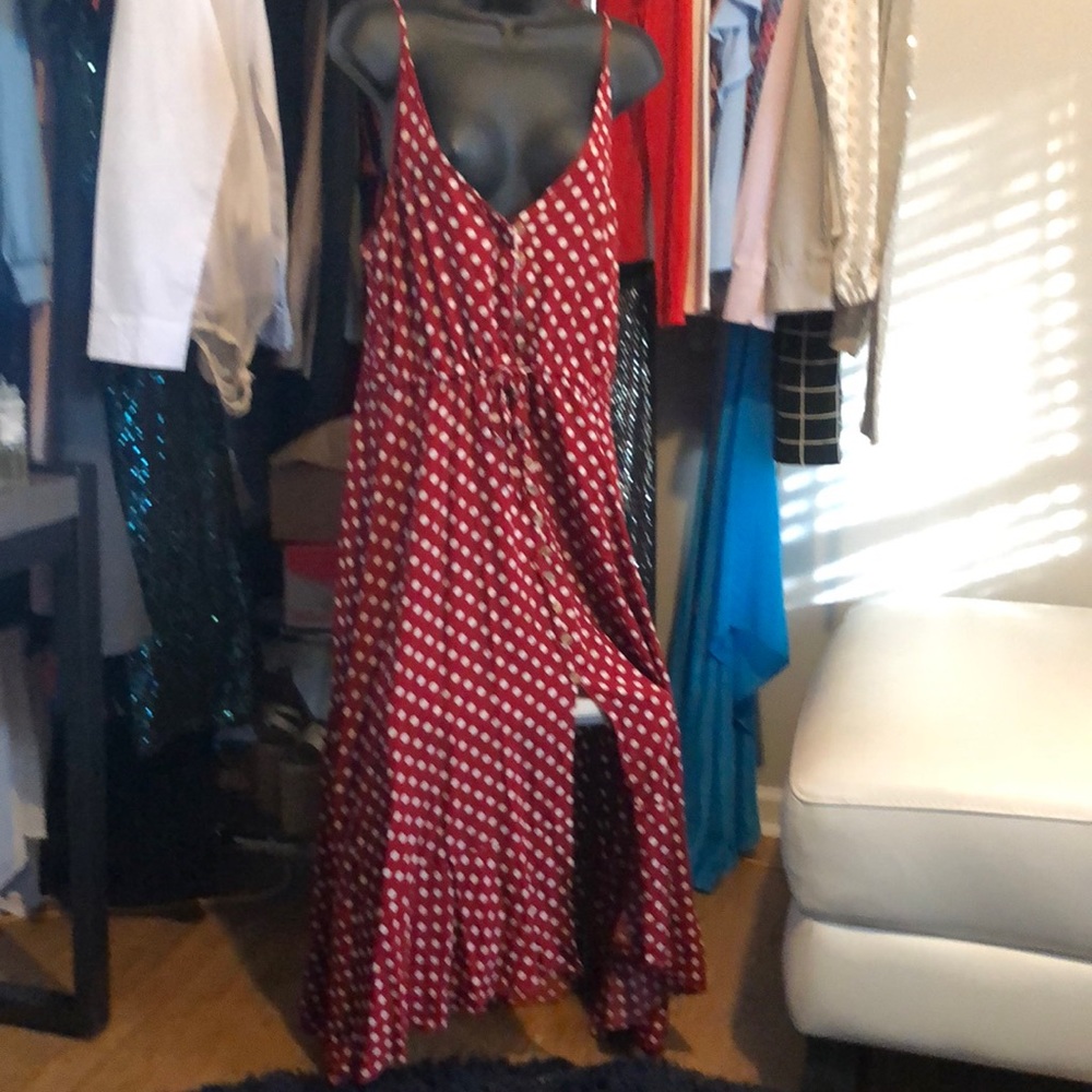 Red maxi dress with white polka dots.🌸🌺🌼🌿NWT
